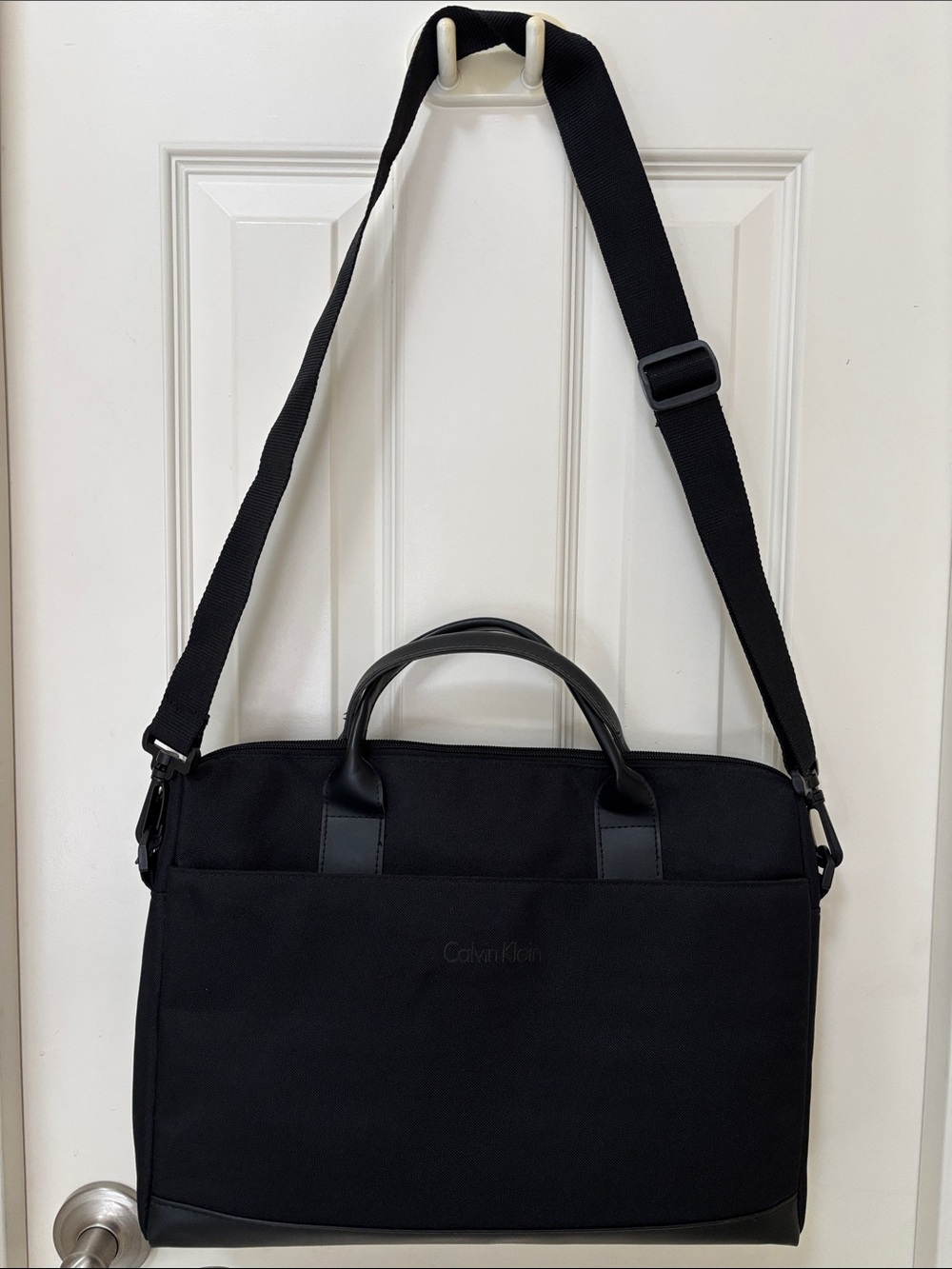 Calvin Klein Black Compact Messenger Laptop Bag with Top Handles
